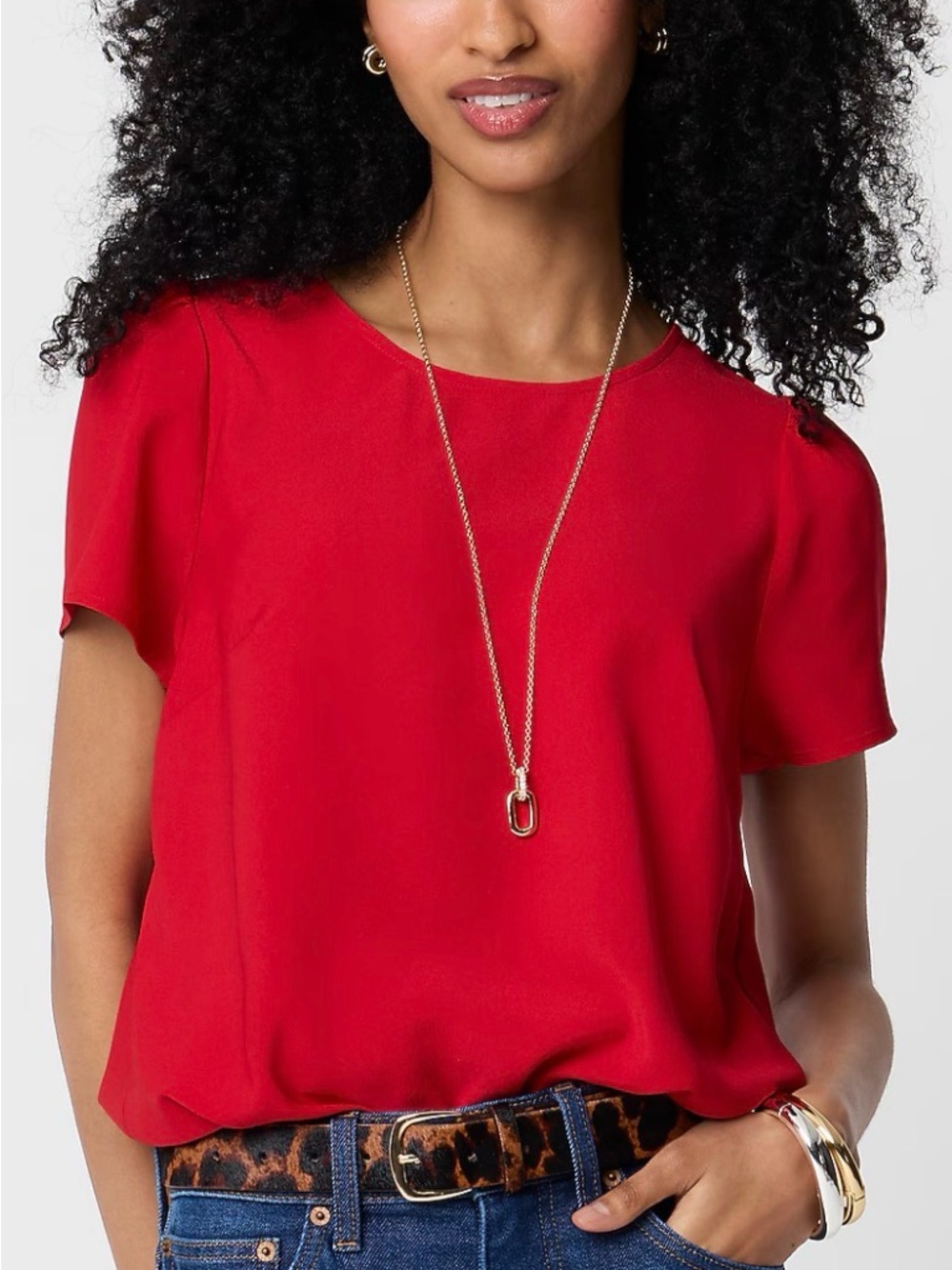 J. Crew Factory Vibrant Red Short Sleeve Blouse